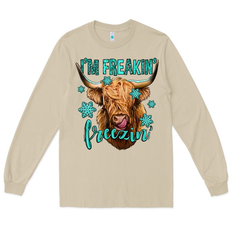 I'm Freakin Freezin Long Haired Cow Long Sleeve Tee by Jasminsmagicworld | Teevron