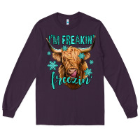 Plum i'm freakin freezin long haired cow Long Sleeve Tee - Jasminsmagicworld