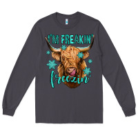 Smoke i'm freakin freezin long haired cow Long Sleeve Tee - Jasminsmagicworld