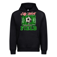 Black My heart is on that court Soccer Urban Hoodie - HowdyJamesFarm