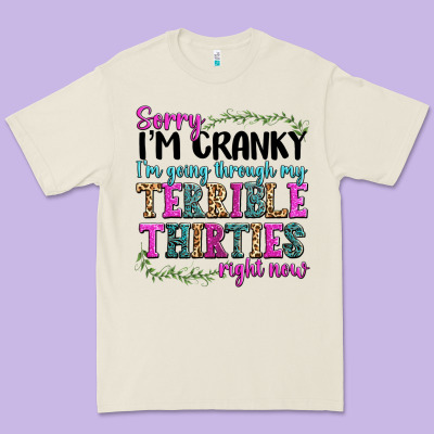 Sorry Im Cranky Im Going Through My Terrible Thirties Right Now Premium Tee Designed By Texasbilliewilder
