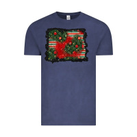 Vintage Denim christmas ornament background Vintage Tee - BundleAndBundleShop