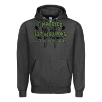 Charcoal Heather i married my wife for her looks Zipper Hoodie - MaliasSmallBusiness