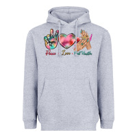 Heather Grey Peace Love Nail Hustler Heavyweight Hoodie - BundleAndBundleShop