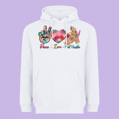 Peace Love Nail Hustler Heavyweight Hoodie Designed By Bundleandbundleshop