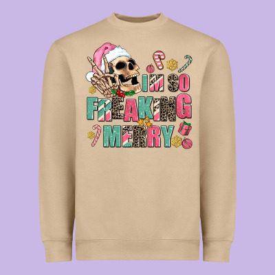 I M So Freaking Merry Heavyweight Sweatshirt Designed By Adodesignshop