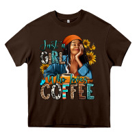 Chocolate Brown Just a girl who loves coffee Heavy Core Tee - RanaPortraitStore