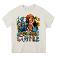 Cream Just a girl who loves coffee Heavy Core Tee - RanaPortraitStore