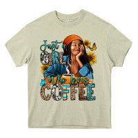 Mossy Just a girl who loves coffee Heavy Core Tee - RanaPortraitStore