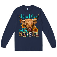 Navy don't be a salty heifer long haired cow Long Sleeve Tee - Jasminsmagicworld