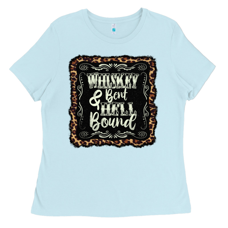 Whiskey Bent Hell Bound Black Ladies Tee by AdoDesignShop | Teevron