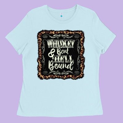 Whiskey Bent Hell Bound Black Ladies Tee Designed By Adodesignshop