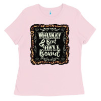 Bubblegum Pink whiskey bent hell bound black Ladies Tee - AdoDesignShop