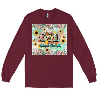 Burgundy god is my refugee and strength Long Sleeve Tee - NancyCooperArtShop