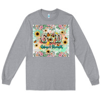 Heather Grey god is my refugee and strength Long Sleeve Tee - NancyCooperArtShop