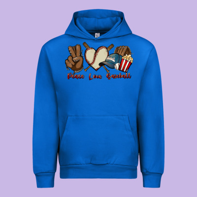 Peace Love Baseball Urban Hoodie Designed By Howdyjamesfarm