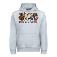 Heather Grey Peace love Baseball Urban Hoodie - HowdyJamesFarm