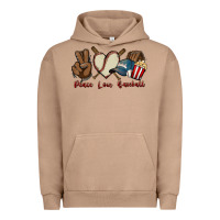 Pigment Burro Peace love Baseball Urban Hoodie - HowdyJamesFarm