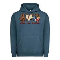 Pigment Midnight Navy Peace love Baseball Urban Hoodie - HowdyJamesFarm