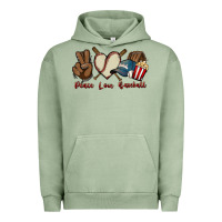 Pigment Oil Green Peace love Baseball Urban Hoodie - HowdyJamesFarm