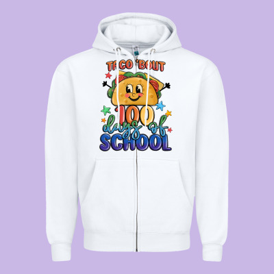 Taco Bout 100 Days Of School Zipper Hoodie Designed By Maliassmallbusiness