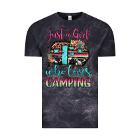 Cloud Black just a girl who loves camping Vintage Tee - JahusDesignShop
