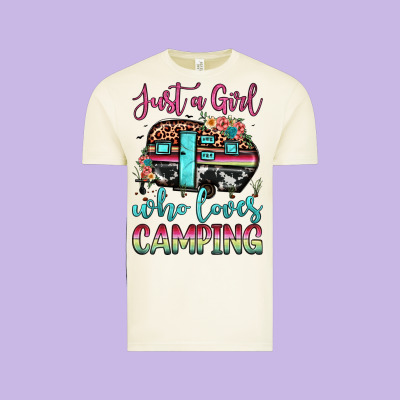 Just A Girl Who Loves Camping Vintage Tee Designed By Jahusdesignshop