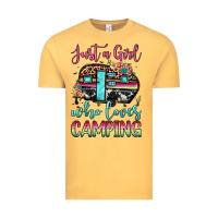 Vintage Mustard just a girl who loves camping Vintage Tee - JahusDesignShop