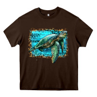 Chocolate Brown sea turtle with background Heavy Core Tee - Artiststas
