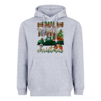 Heather Grey Small Town Christmas With Truck Heavyweight Hoodie - BundleAndBundleShop