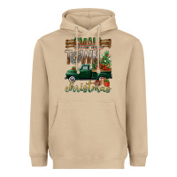 Mushroom Small Town Christmas With Truck Heavyweight Hoodie - BundleAndBundleShop