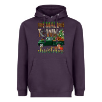 Plum Small Town Christmas With Truck Heavyweight Hoodie - BundleAndBundleShop