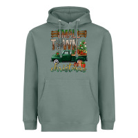 Sage Small Town Christmas With Truck Heavyweight Hoodie - BundleAndBundleShop