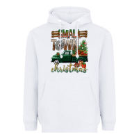 White Small Town Christmas With Truck Heavyweight Hoodie - BundleAndBundleShop