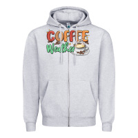 Heather Grey coffee weather Zipper Hoodie - MaliasSmallBusiness