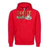 Red coffee weather Zipper Hoodie - MaliasSmallBusiness