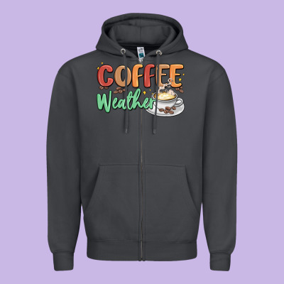 Coffee Weather Zipper Hoodie Designed By Maliassmallbusiness