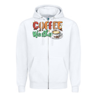 White coffee weather Zipper Hoodie - MaliasSmallBusiness