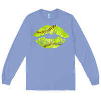 Colony Blue softball lips Long Sleeve Tee - AdoDesignShop