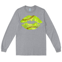 Heather Grey softball lips Long Sleeve Tee - AdoDesignShop