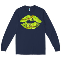 Navy softball lips Long Sleeve Tee - AdoDesignShop