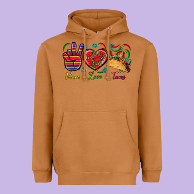 Peace Love Tacos Heavyweight Hoodie Designed By Bundleandbundleshop