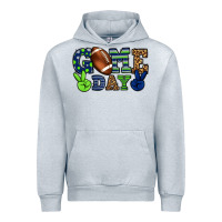 Heather Grey Game day green and blue team color Urban Hoodie - HowdyJamesFarm
