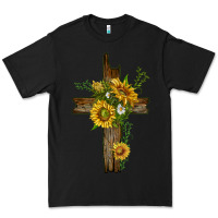 Black sunflower cross Premium Tee - texasbilliewilder