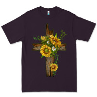 Plum sunflower cross Premium Tee - texasbilliewilder