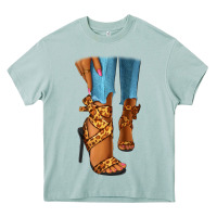 Arona Leopard heels black fashion girl Heavy Core Tee - RanaPortraitStore