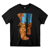 Black Leopard heels black fashion girl Heavy Core Tee - RanaPortraitStore