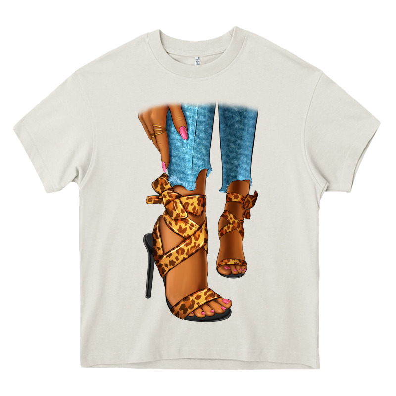 Leopard Heels Black Fashion Girl Heavy Core Tee by RanaPortraitStore | Teevron