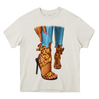 Cream Leopard heels black fashion girl Heavy Core Tee - RanaPortraitStore