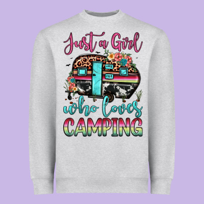 Just A Girl Who Loves Camping Heavyweight Sweatshirt Designed By Jahusdesignshop